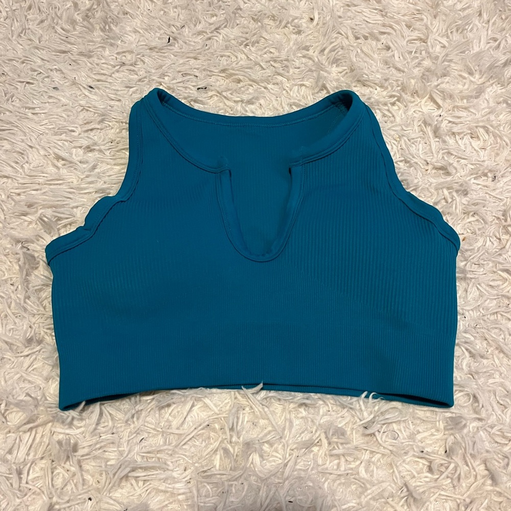 Teal workout crop top